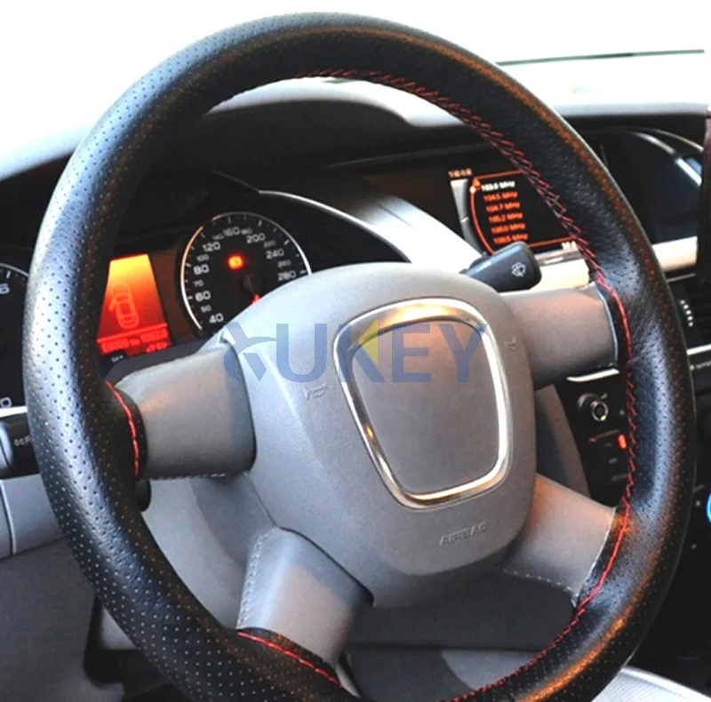 DIY чехол рулевого колеса автомобиля ручной шитье из искусственной кожи оплетка рулевое колесо чехлы с игольчатой нитью аксессуары для интерьера