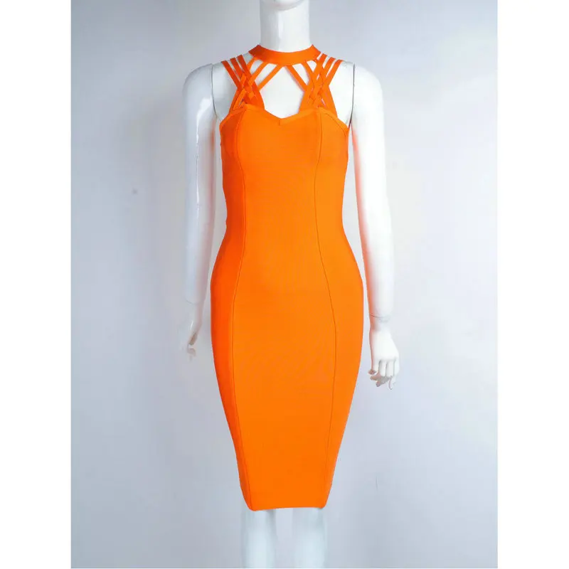 Модное горячее сексуальное платье 2017 новое оранжевое привлекательное