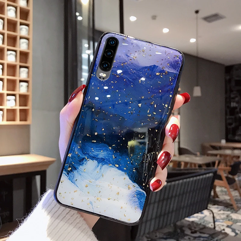 Роскошный блестящий чехол для телефона Huawei P20 pro lite P30 nova 2 plus 2S 3E 3i 4 золотой фольгой