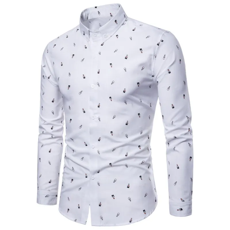 2018 г. модные брендовые Для мужчин одежда Slim Fit рубашка с длинными рукавами в