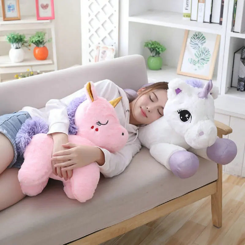 

110cm Giant Pink/white Unicorn Stuffed Soft Animal Pillow Kids Unicorn Horse Plush Doll Baby Girl Birthday Gift Room Decora