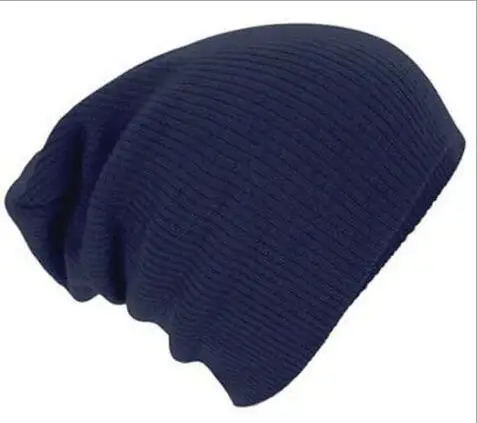 navy blue Дешевые одноцветные осенне-зимние классические стильные шапочки горячая Распродажа вязаные шапки унисекс наушники для мужчин и женщин - Цвет: navy blue