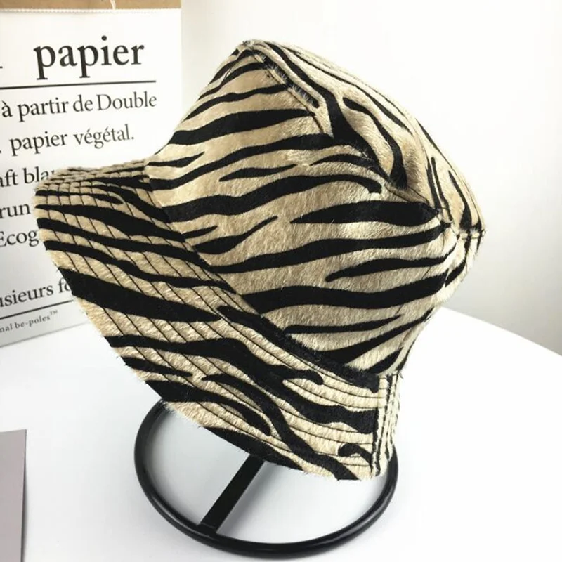 2018 осень зима теплая Складная вязаная леопардовая Панама с зеброй для женщин