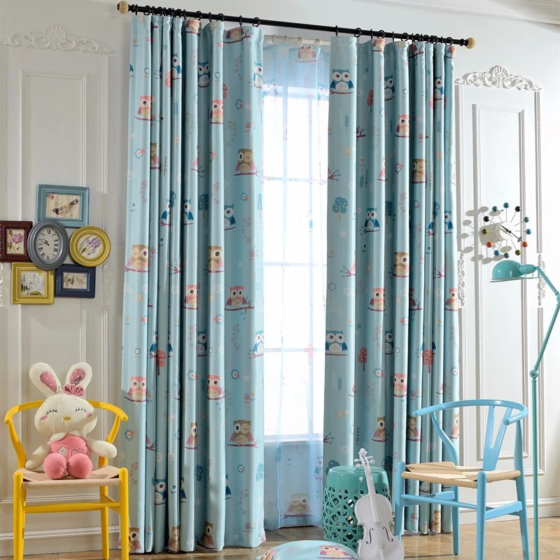 Сова детей шторы для голубой толщиной сова напечатаны затемнение гостиной