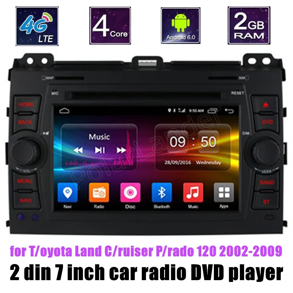 7 дюймовый 2 din Android 6 0 четырехъядерный автомобильный DVD плеер GPS Радио для Toyota Hilux VIOS