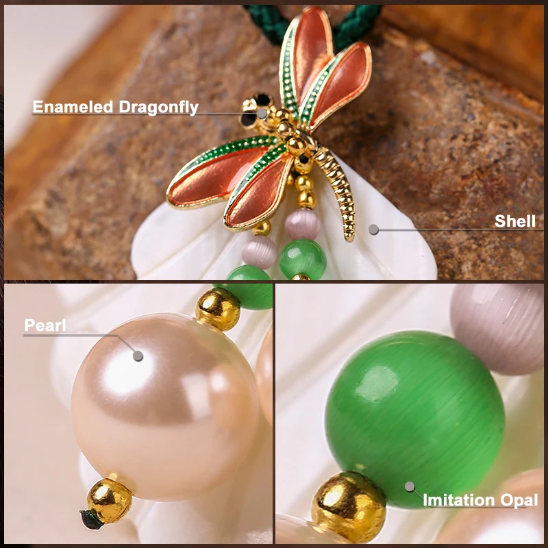 Этнические Эмаль Подвеска стрекоза Чокеры Цепочки и ожерелья Pearl Стекло опал