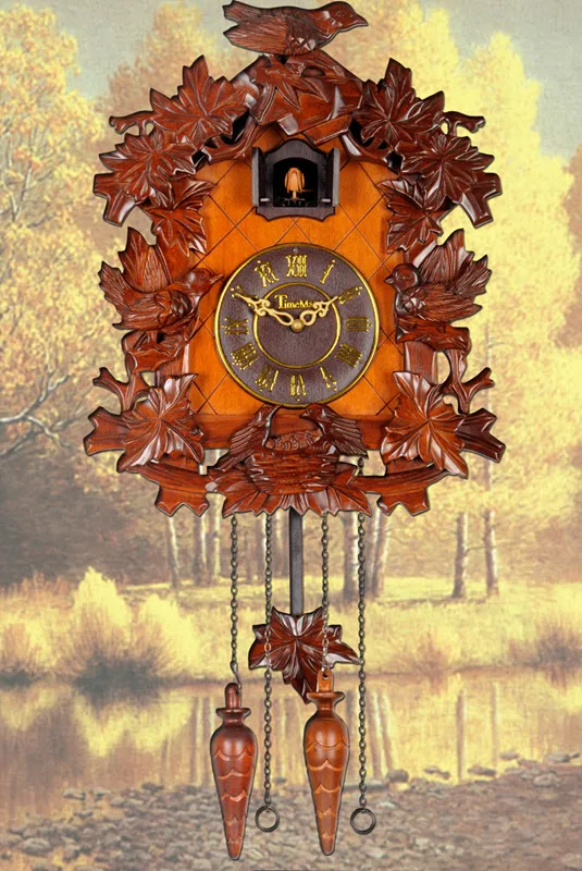 

Shipping handmade wood carving European cuckoo clock living room