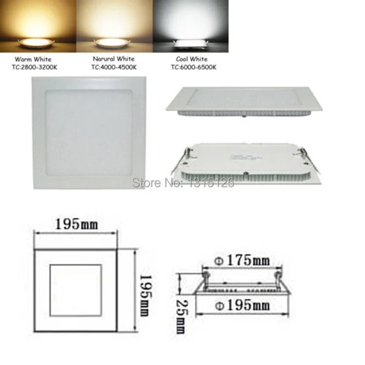 Ультратонкий светодиодный встраиваемый потолочный светильник design15W квадратный