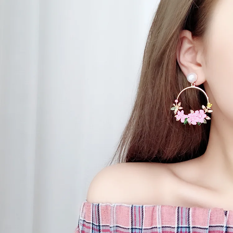 Женские серьги подвески с цветком MENGJIQIAO новые элегантные большие круглые со