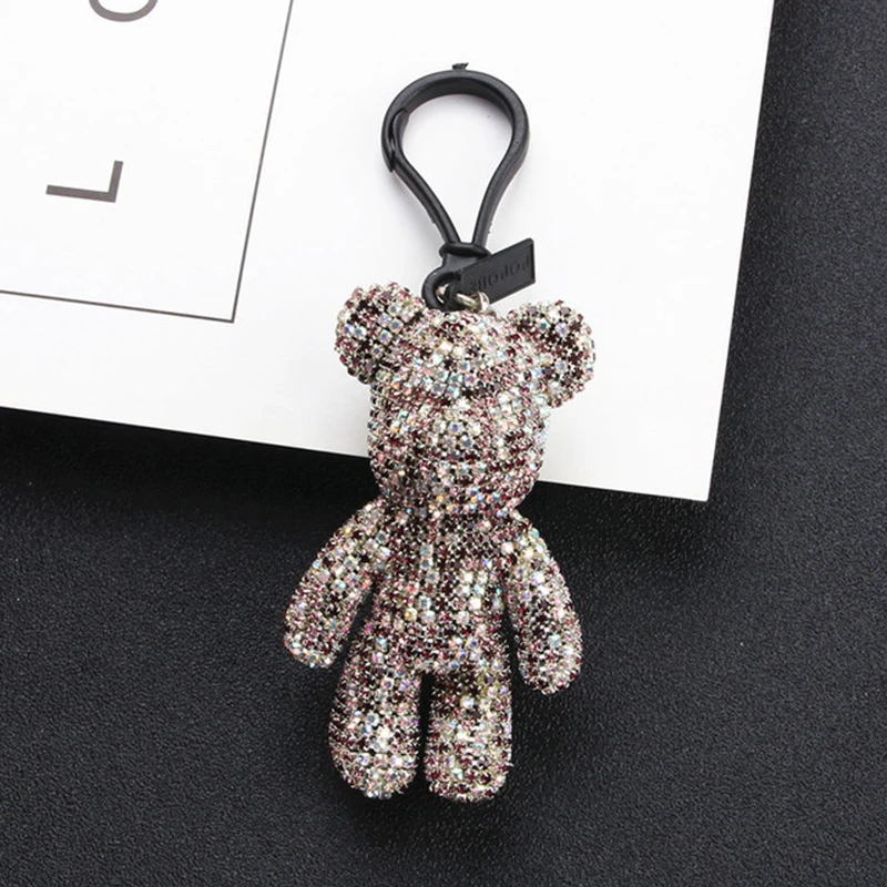 Милый ручной работы DIY мультфильм медведь брелок для ключей со стразами кристалл Bomgom цепочка для ключей с медведем подвеска для ключей сумок подвеска Llaveros аксессуары