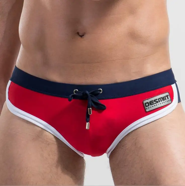 DMS03 red Новые Сексуальные мужские плавки, мужские быстросохнущие пляжные шорты, боксеры, купальные костюмы для мальчиков, мужские спортивные шорты, Плавки размера плюс, плавки ming - Цвет: DMS03 red