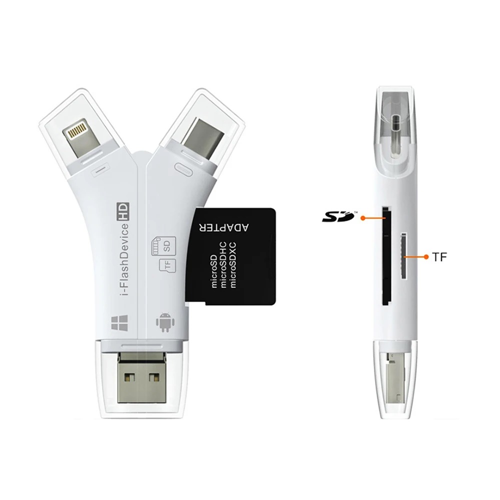 Кардридер Deepfox Type c/Lightning/Micro USB/USB 2 0 адаптер для Android iPad/iPhone OTG|Картридеры| |