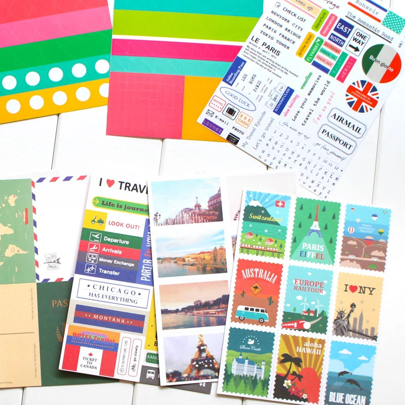 12 листов в партии DIY альбом для скрапбукинга винтажные наклейки туристические