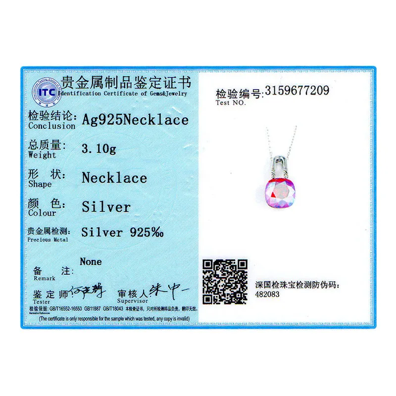 

LEKANI Crystals From Swarovski Pendant Necklace For Women Lock Shaped Big Rhinestone Pendants 925 Silver Engagement Jewelry Gift