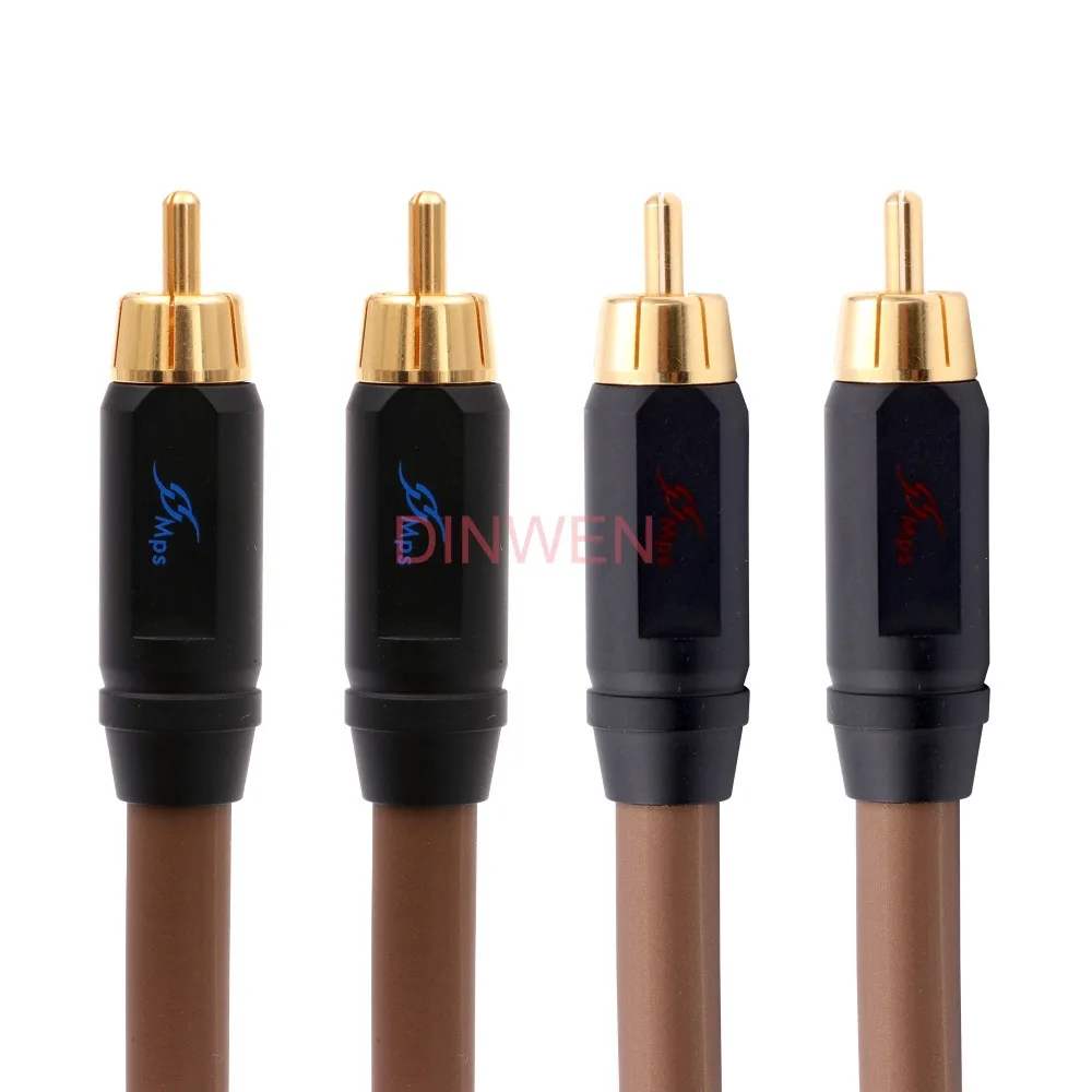 Кабель MPS 5N 99.9997% OFC 2 RCA на 24K позолоченный штекер Hifi аудио домашний кинотеатр тв CD DVD