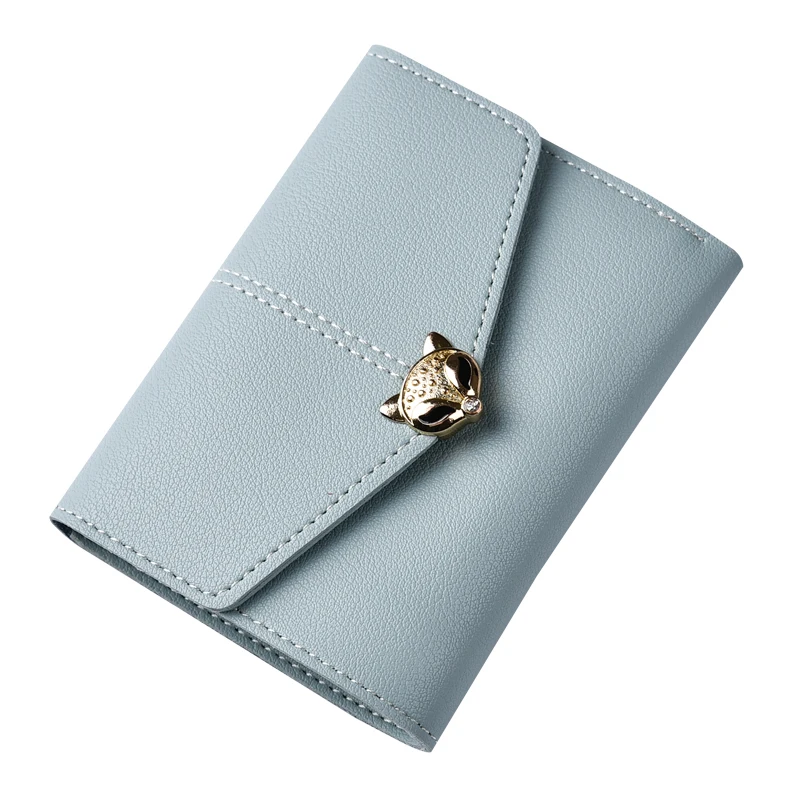 

HUANILAI Women Wallets Purses Short Wallet For Girl Ladies Coin Pocket Card Holder Female Wallets With Metal Fox HS002