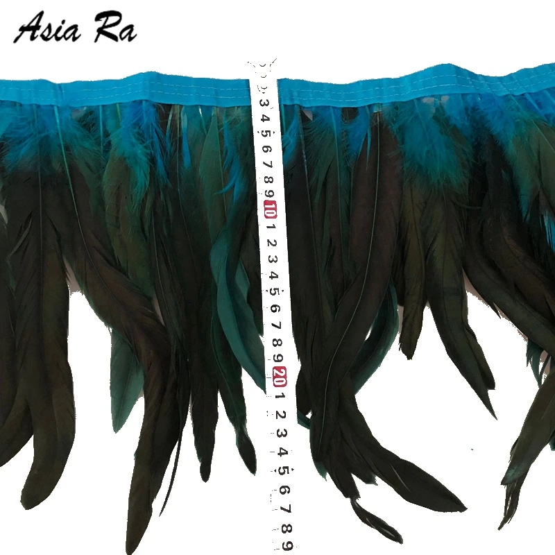 10 м длинные окрашенный Бирюзовый натуральный петушиные перья планки обрезки