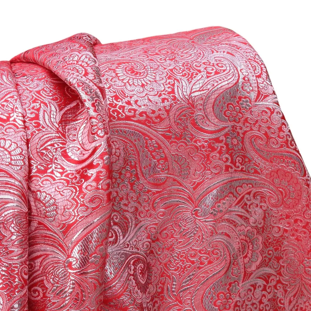 

African Shiny Jacquard Paisley Brocade Thin Fabric for Dress,Diy Red Wedding Apparel Sewing Patchwork Tecido Cloth,Width148cm