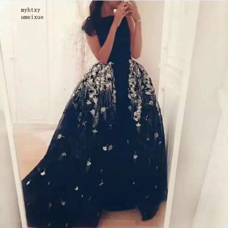 Черное сексуальное вечернее платье с рукавами крылышками кружевное бусинами для