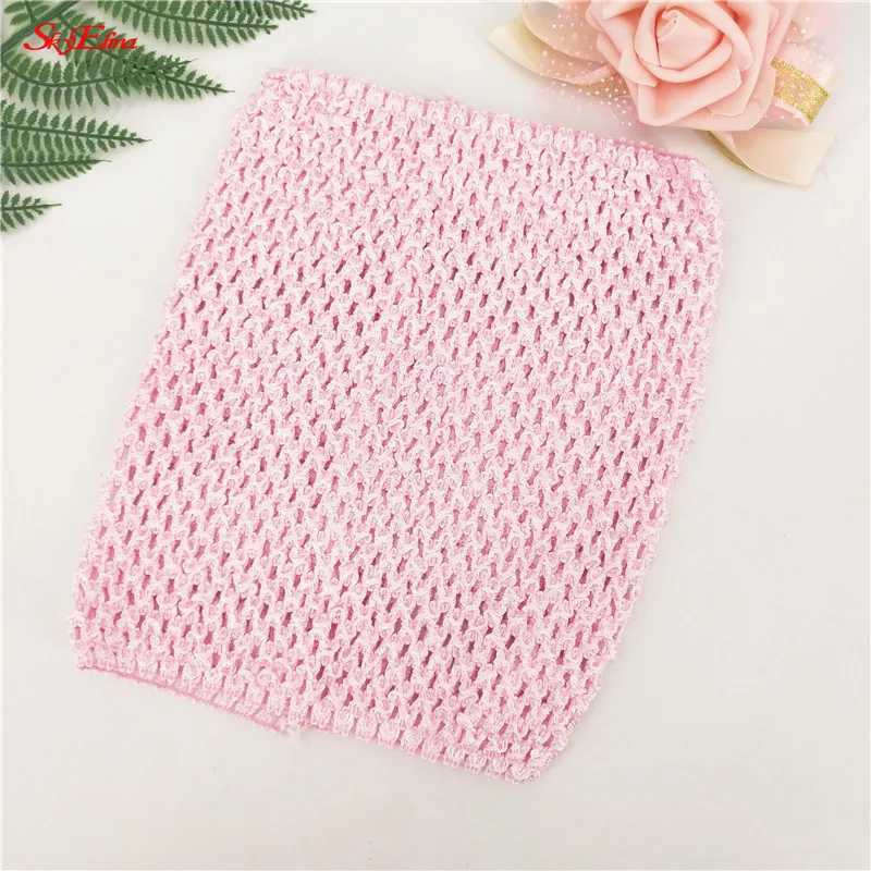 Light pink 6 9 дюймов, обхват груди, для детей, 20*23 см, эластичная, обернутая, на груди, вязаная повязка на голову, для девочек, фатиновая юбка-пачка, топы, широкие, сделай сам, юбка, 6zSH939 - Цвет: Light pink 6