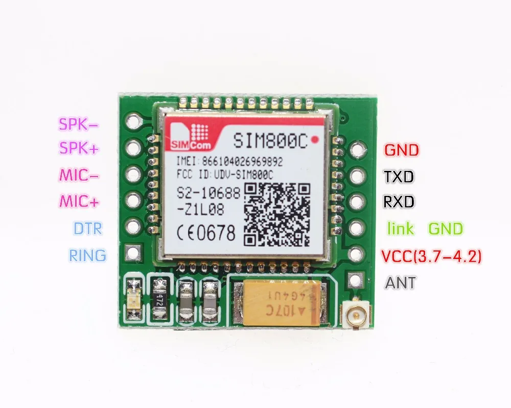 Бесплатная доставка самая маленькая SIM800C GPRS GSM модуль карта MicroSIM основная плата