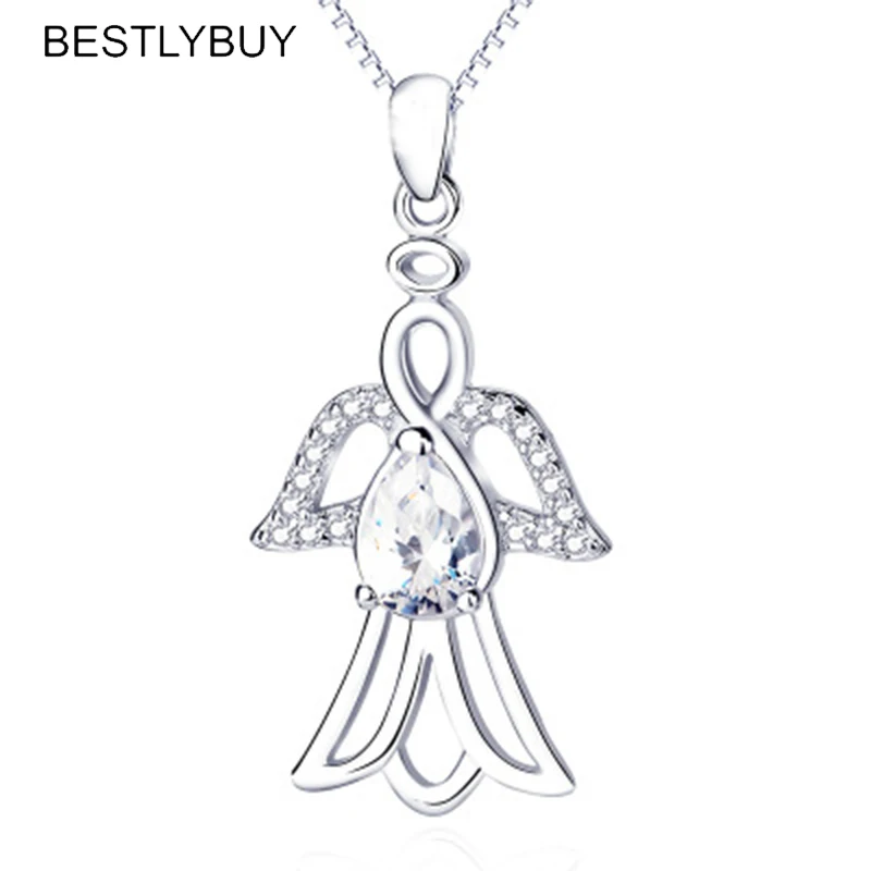 

BESTLYBUY 100% Настоящее Стерлинговое Серебро 925 пробы ожерелья и подвески для женщин и девушек, ювелирные украшения, подарок, бесплатная доставка