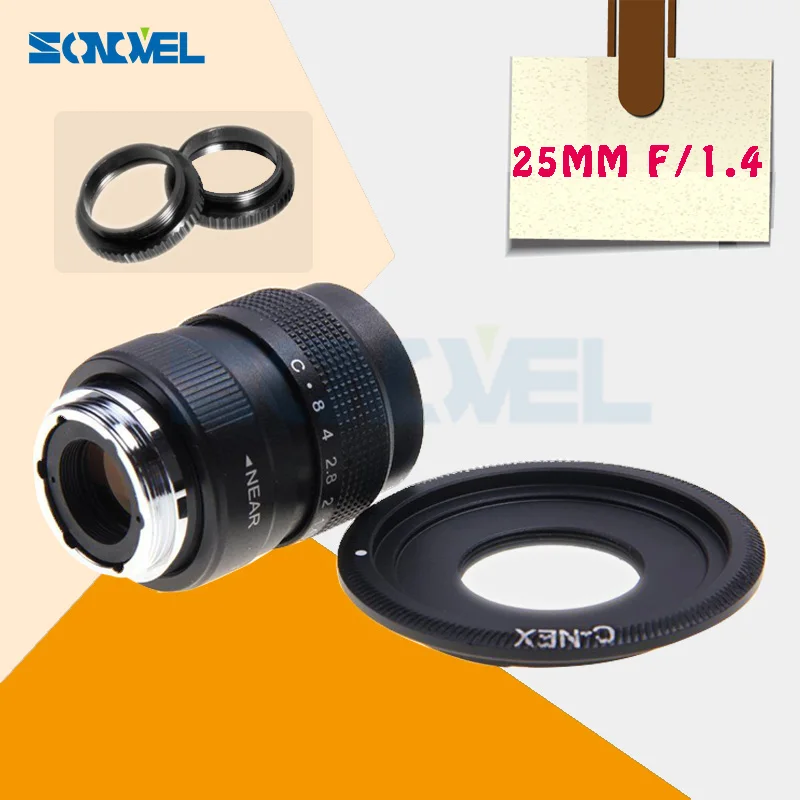 Объектив для ТВ и фильмов 25 мм F1.4 CC + C крепление Sony E с креплением на телевизора