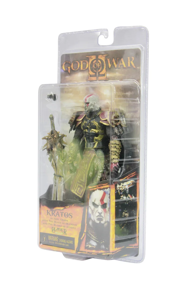 Высокое качество NECA God of War 2 II Kratos in Ares Armor W Blades " ПВХ фигурка игрушка кукла рождественский подарок# GOW001