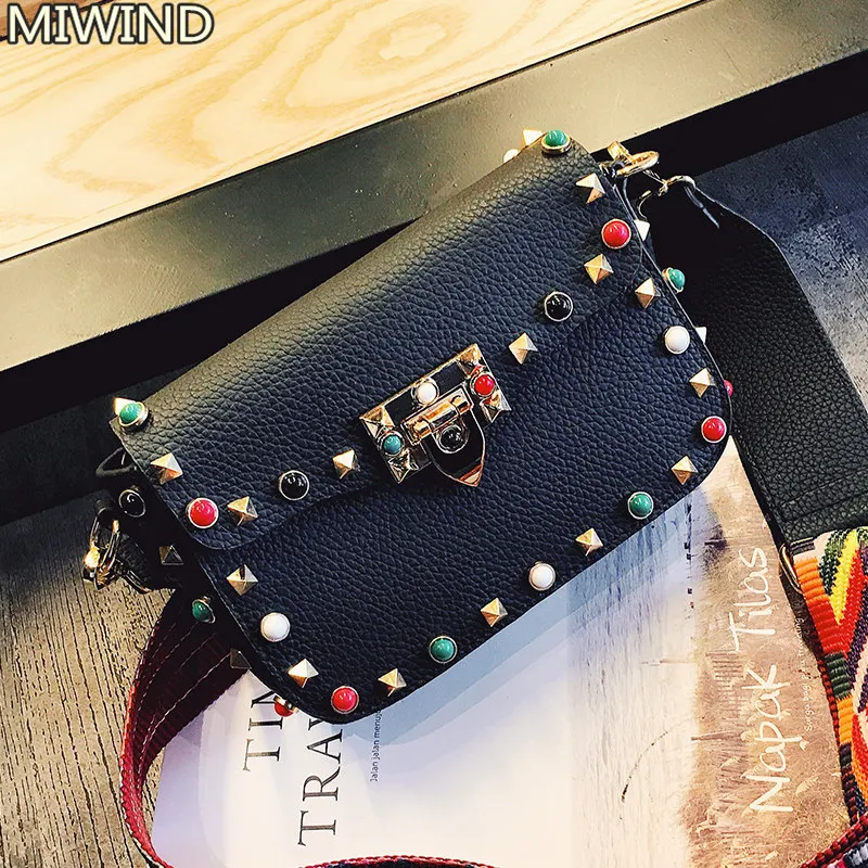 Плечевой ремень сумка дизайнер заклепки crossbody сумки Мода Бирюзовый женские