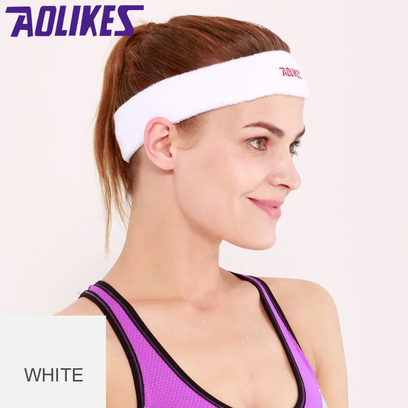 White AOLIKES 1 шт. хлопковая спортивная баскетбольная повязка на голову для женщин лента для волос при занятиях йогой головная повязка для фитнеса бега повязка на голову sweetband - Цвет: White
