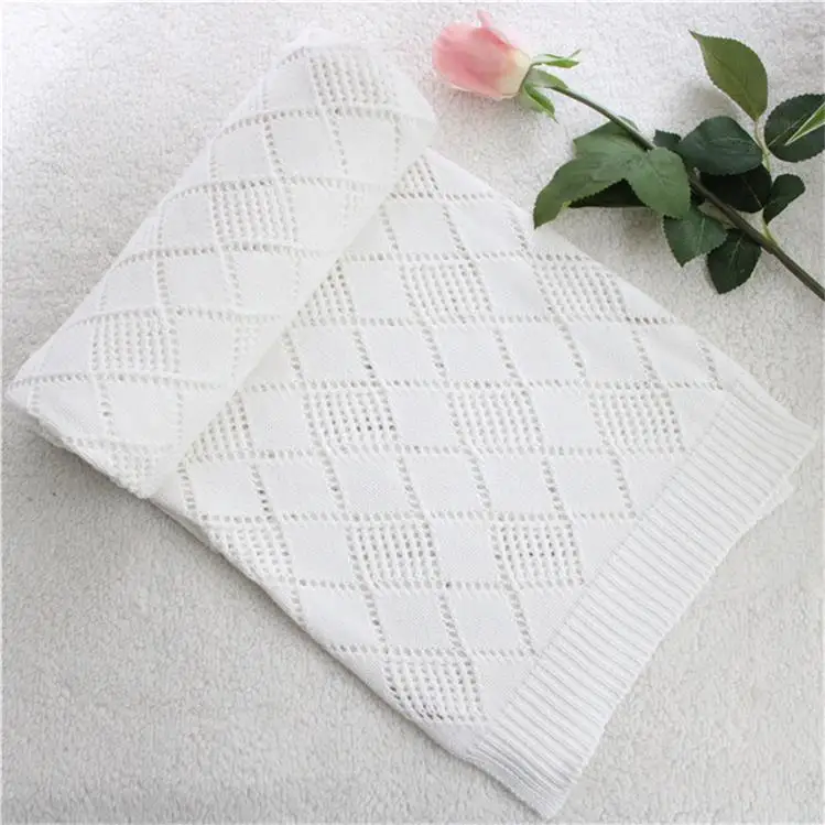 white 85X110cm 90X110 см Реверсивный супер мягкий хлопок Цветочный детский вязанный плед детский чехол на заднее сиденье диван плед Чехол для детской коляски - Цвет: white 85X110cm