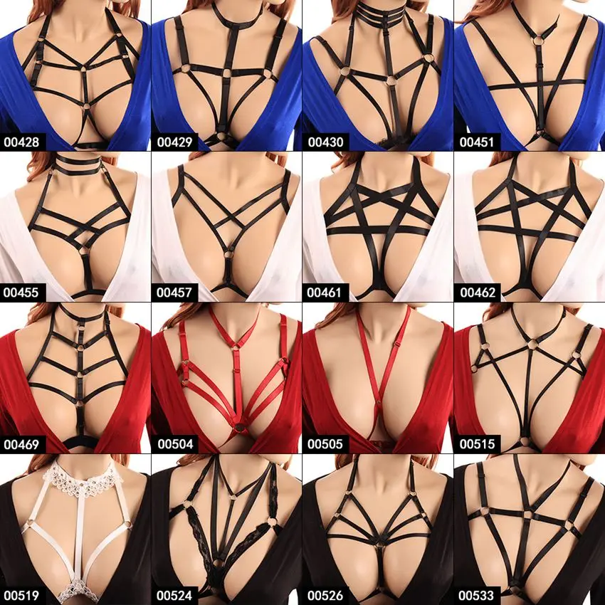 

Body Harness Cage Bra Lingerie for Women Plus Size Adjust Cupless Top Goth Punk Sexy Lace Underwear Pentagram Cosplay Club Wear