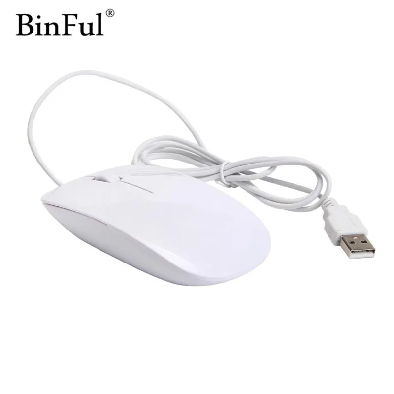 BinFul, новинка 1200, точек/дюйм, проводная оптическая мышь, Ультра тонкая, высокое качество, USB, для ПК, ноутбука, черный, белый цвет
