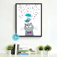 new decorative pictures poster art for kids room baby painting black white bear cat posters and prints frame not include