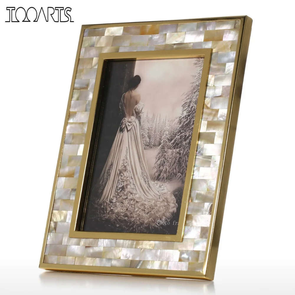

Tooarts Photo Frame with Golden Shell Black Lip Shell Wooden Piano Baking Varnish Technology Office Study & Bedroom Ornaments