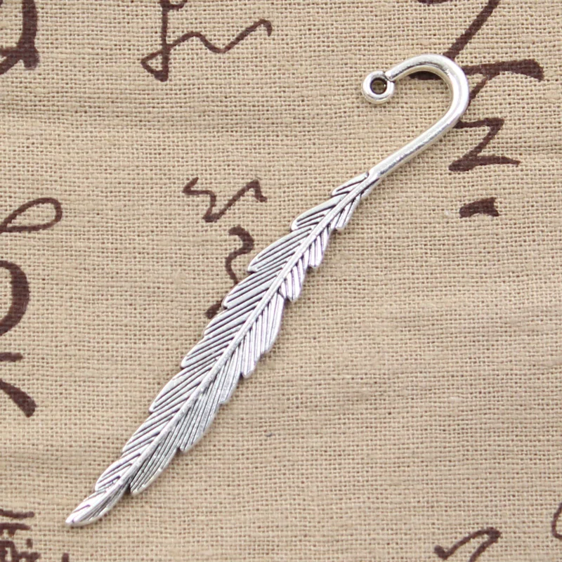 

5pcs Charms Feather Leaf Bookmarks 80x13mm Antique Silver Color Plated Pendants Making DIY Handmade Tibetan Silver Color Jewelry