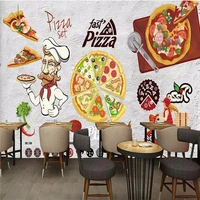 custom mural wallpaper cement wall hand painted pizza pizza takeaway background wall