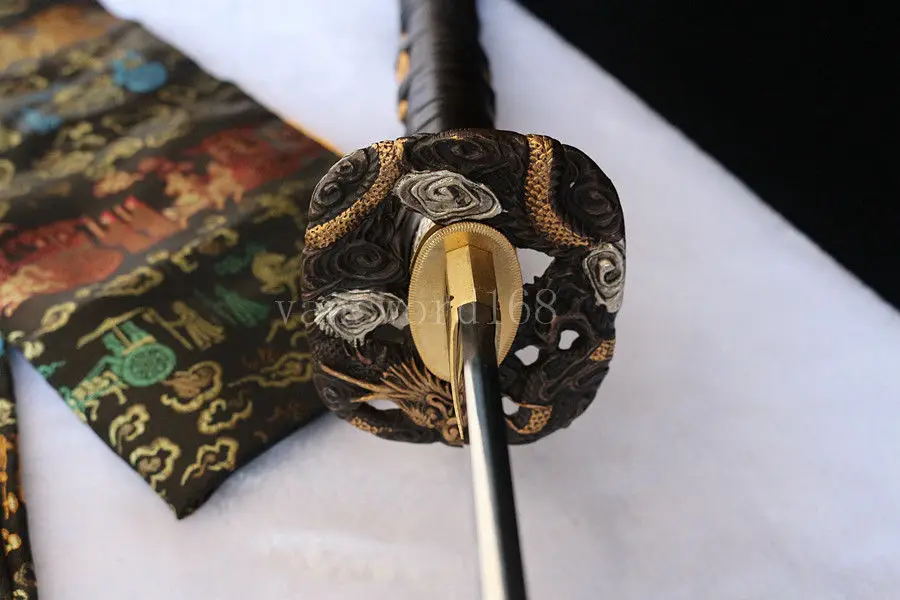 

handmade clay tempered japanese Katana samurai sword Straight abraisve hamon