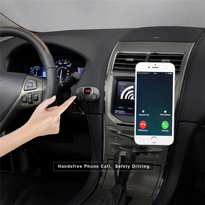 ANLUD FM передатчик Bluetooth автомобильный комплект громкой связи Вызов TF карта Mp3