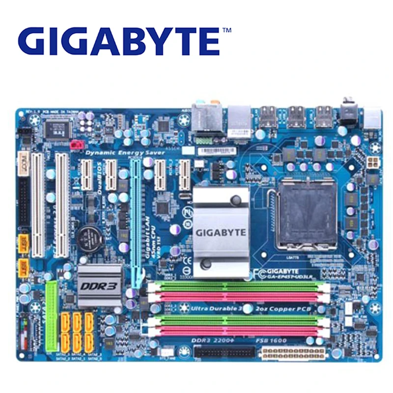 Материнская плата LGA 775 Intel P45 DDR3 Gigabyte GA EP45T UD3LR для USB2.0 16GB материнская настольного