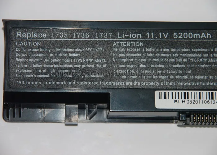 11 1 v 4400mAh аккумулятор для ноутбука dell Studio 1735 1737 312 0708 0711 0712 KM973 KM974 KM978 MT335 MT342 PW823
