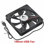5 шт. Gdstime 5 В USB 140 мм 140x25 мм бесщеточный компьютерный кулер для процессора охлаждающий вентилятор