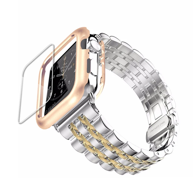 Чехол и ремешок для Apple Watch band 42 мм 38 браслет из нержавеющей стали watch 4 3 5 iwatch