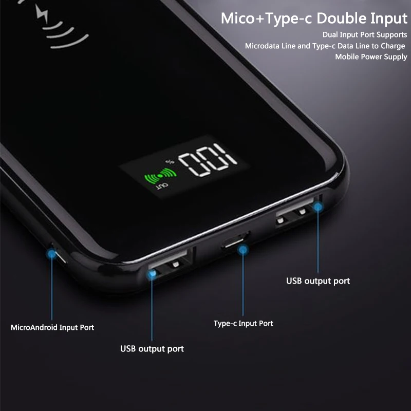 NOHON Беспроводная Быстрая зарядка Dual USB Power Bank зарядное устройство для iPhone Huawei Xiaomi