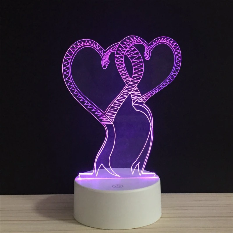 3D Роза День Святого Валентина Красочный Свет сенсорный свет LED Чистая любовь