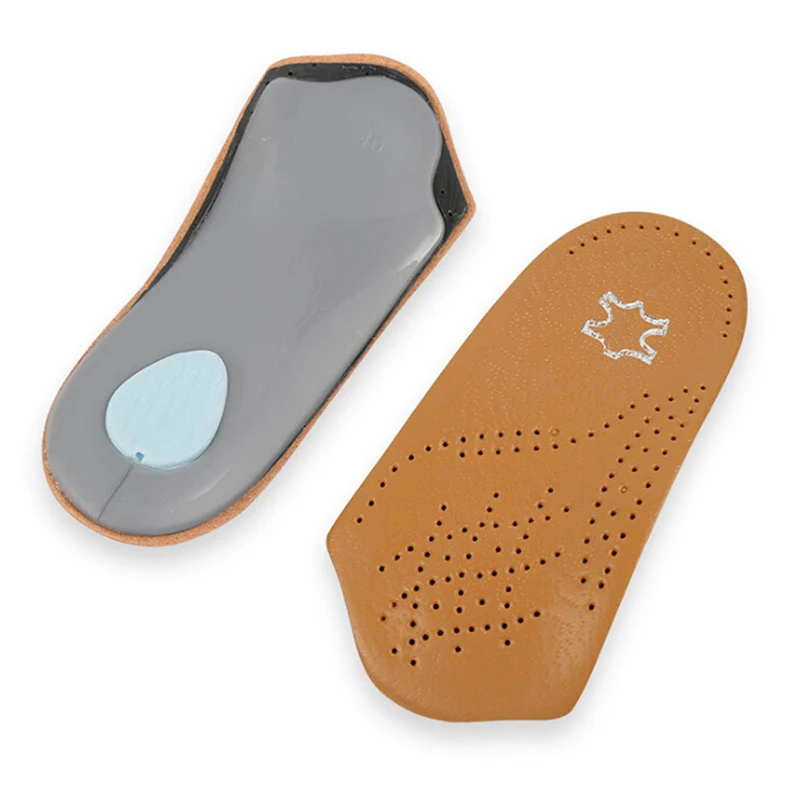 

1 Pair Hot Sale New Unisex 3/4 Length Leather Insole Flat Foot Orthotic Insoles Insoles Foot Tool Arch Support Half Shoe Pad