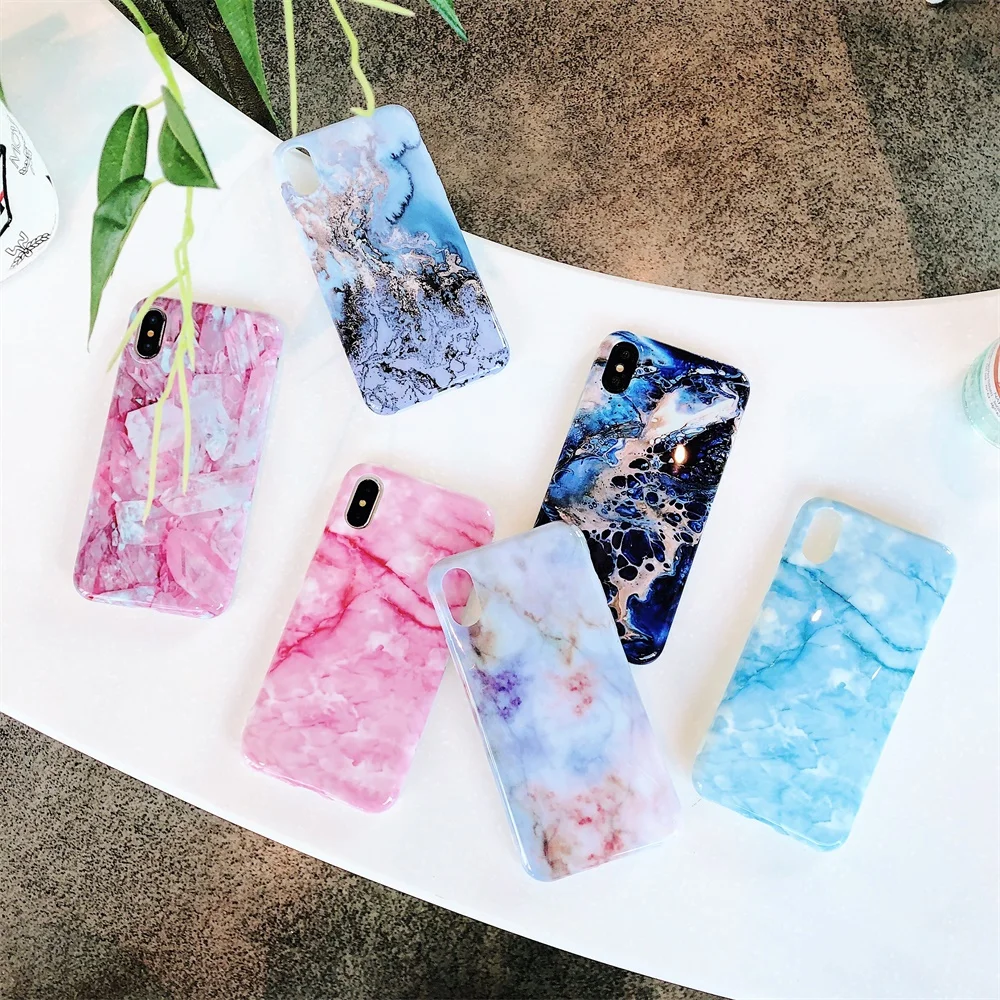 Лазерный чехол под мрамор для iPhone XS Max XR X Цветной силиконовый роскошный защитный