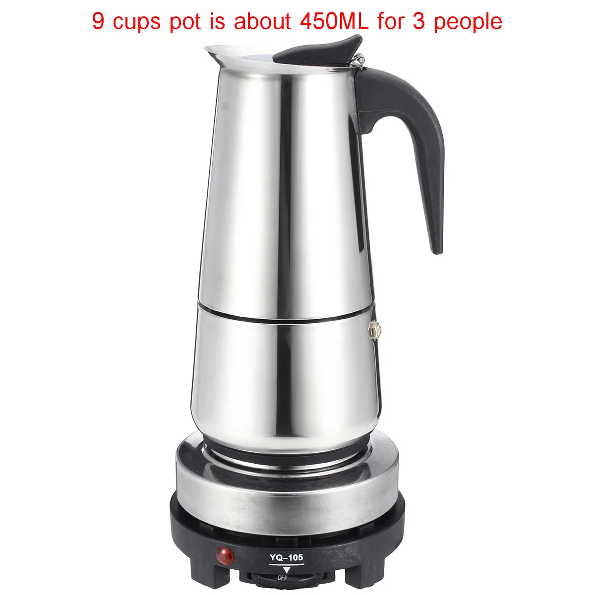 200/450 мл Нержавеющая сталь Кофе горшок мокко эспрессо латте Percolator Кофе, тем самым позволяя зернам раскрыться электрическая плита фильтр пить воду кофейник - Цвет: 450ml