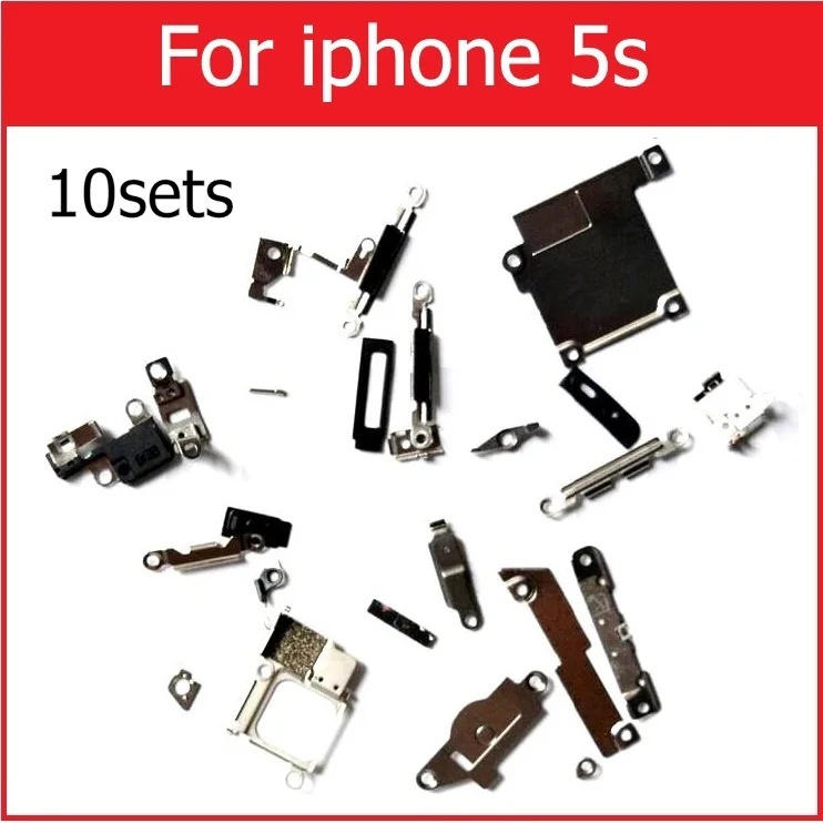 10Set for 5s Внутренние маленькие металлические железные детали для iPhone 4, 4S, 5, 5c, 5S, 6, 6s plus, маленький держатель, кронштейн, защитная пластина, комплект, запчасти для телефонов - Цвет: 10Set for 5s