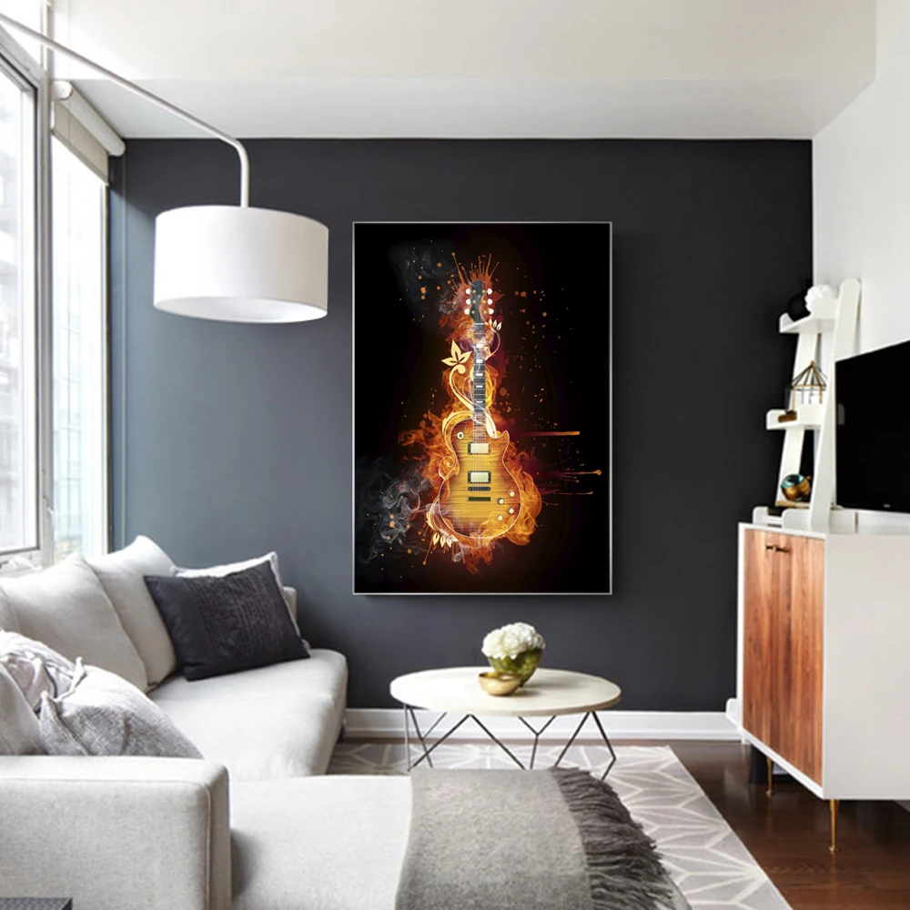 Гитара настенная живопись холст печать электрическая гитара Картина маслом